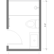 Small bathroom layout with walk-in shower floor plan by Studium Dekor.