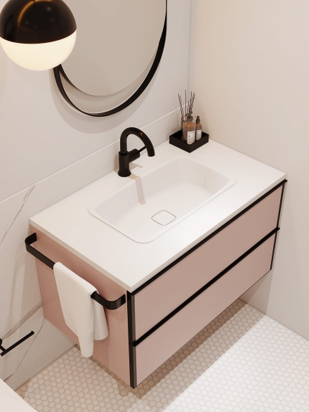 Modern pink vanity unit with drawers by Studium Dekor
